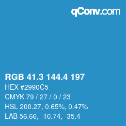 カラーコード: RGB 41.3 144.4 197 | qconv.com