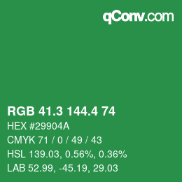 カラーコード: RGB 41.3 144.4 74 | qconv.com