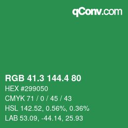 カラーコード: RGB 41.3 144.4 80 | qconv.com