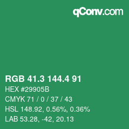 カラーコード: RGB 41.3 144.4 91 | qconv.com