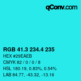 カラーコード: RGB 41.3 234.4 235 | qconv.com