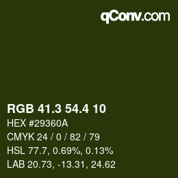カラーコード: RGB 41.3 54.4 10 | qconv.com