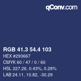 カラーコード: RGB 41.3 54.4 103 | qconv.com