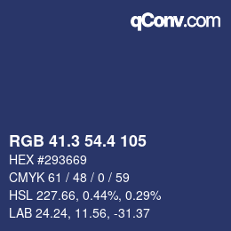 カラーコード: RGB 41.3 54.4 105 | qconv.com