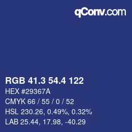 カラーコード: RGB 41.3 54.4 122 | qconv.com