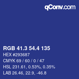 カラーコード: RGB 41.3 54.4 135 | qconv.com