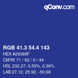カラーコード: RGB 41.3 54.4 143 | qconv.com