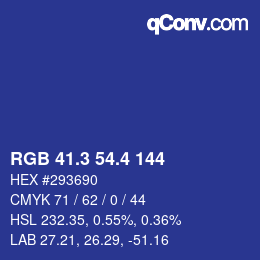カラーコード: RGB 41.3 54.4 144 | qconv.com