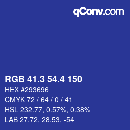 カラーコード: RGB 41.3 54.4 150 | qconv.com
