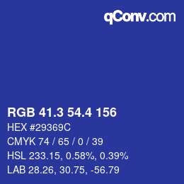 カラーコード: RGB 41.3 54.4 156 | qconv.com