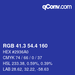 カラーコード: RGB 41.3 54.4 160 | qconv.com