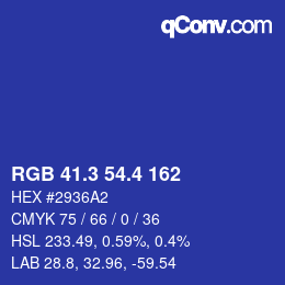カラーコード: RGB 41.3 54.4 162 | qconv.com