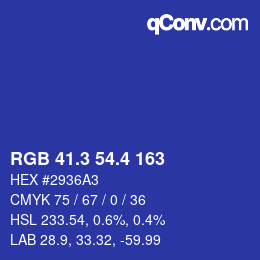 カラーコード: RGB 41.3 54.4 163 | qconv.com