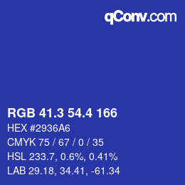 カラーコード: RGB 41.3 54.4 166 | qconv.com