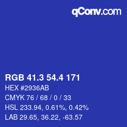 カラーコード: RGB 41.3 54.4 171 | qconv.com