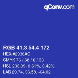 カラーコード: RGB 41.3 54.4 172 | qconv.com