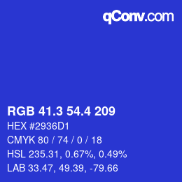 カラーコード: RGB 41.3 54.4 209 | qconv.com