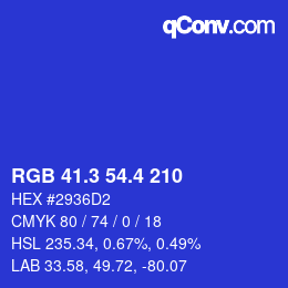 カラーコード: RGB 41.3 54.4 210 | qconv.com