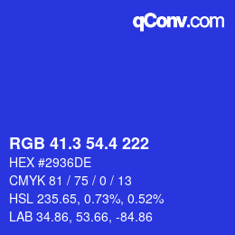 カラーコード: RGB 41.3 54.4 222 | qconv.com