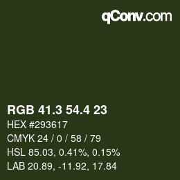 カラーコード: RGB 41.3 54.4 23 | qconv.com