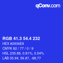 カラーコード: RGB 41.3 54.4 232 | qconv.com