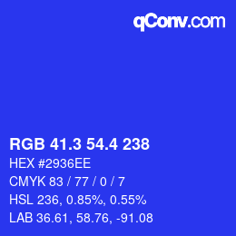 カラーコード: RGB 41.3 54.4 238 | qconv.com