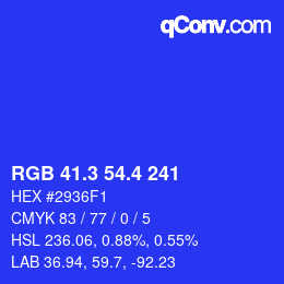 カラーコード: RGB 41.3 54.4 241 | qconv.com
