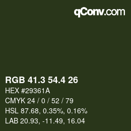 カラーコード: RGB 41.3 54.4 26 | qconv.com