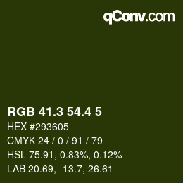 カラーコード: RGB 41.3 54.4 5 | qconv.com