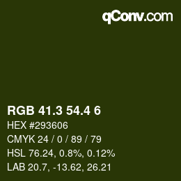 カラーコード: RGB 41.3 54.4 6 | qconv.com