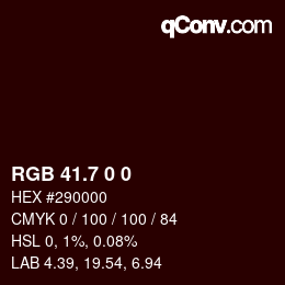 カラーコード: RGB 41.7 0 0 | qconv.com