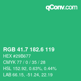 カラーコード: RGB 41.7 182.6 119 | qconv.com