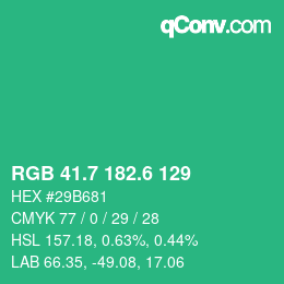 カラーコード: RGB 41.7 182.6 129 | qconv.com