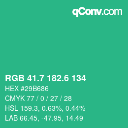 カラーコード: RGB 41.7 182.6 134 | qconv.com