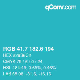 カラーコード: RGB 41.7 182.6 194 | qconv.com