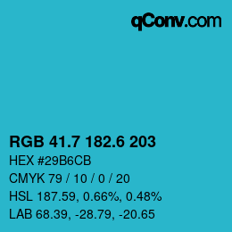 カラーコード: RGB 41.7 182.6 203 | qconv.com