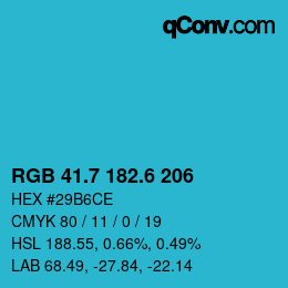 カラーコード: RGB 41.7 182.6 206 | qconv.com
