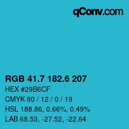 カラーコード: RGB 41.7 182.6 207 | qconv.com
