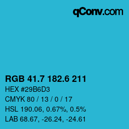 カラーコード: RGB 41.7 182.6 211 | qconv.com