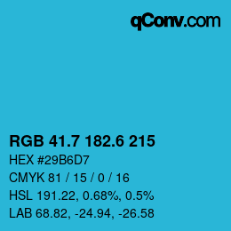 カラーコード: RGB 41.7 182.6 215 | qconv.com