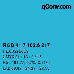 カラーコード: RGB 41.7 182.6 217 | qconv.com