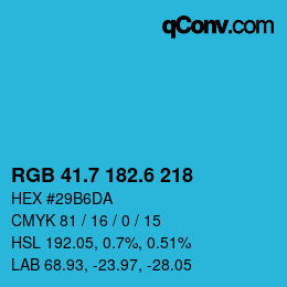 カラーコード: RGB 41.7 182.6 218 | qconv.com