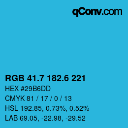 カラーコード: RGB 41.7 182.6 221 | qconv.com