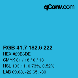 カラーコード: RGB 41.7 182.6 222 | qconv.com