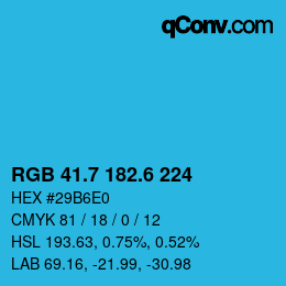 カラーコード: RGB 41.7 182.6 224 | qconv.com