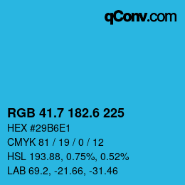 カラーコード: RGB 41.7 182.6 225 | qconv.com