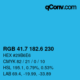 カラーコード: RGB 41.7 182.6 230 | qconv.com
