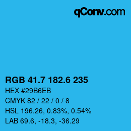 カラーコード: RGB 41.7 182.6 235 | qconv.com