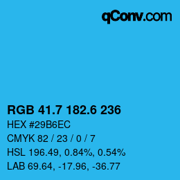 カラーコード: RGB 41.7 182.6 236 | qconv.com