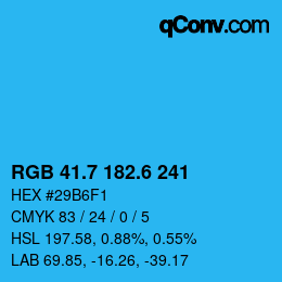 カラーコード: RGB 41.7 182.6 241 | qconv.com